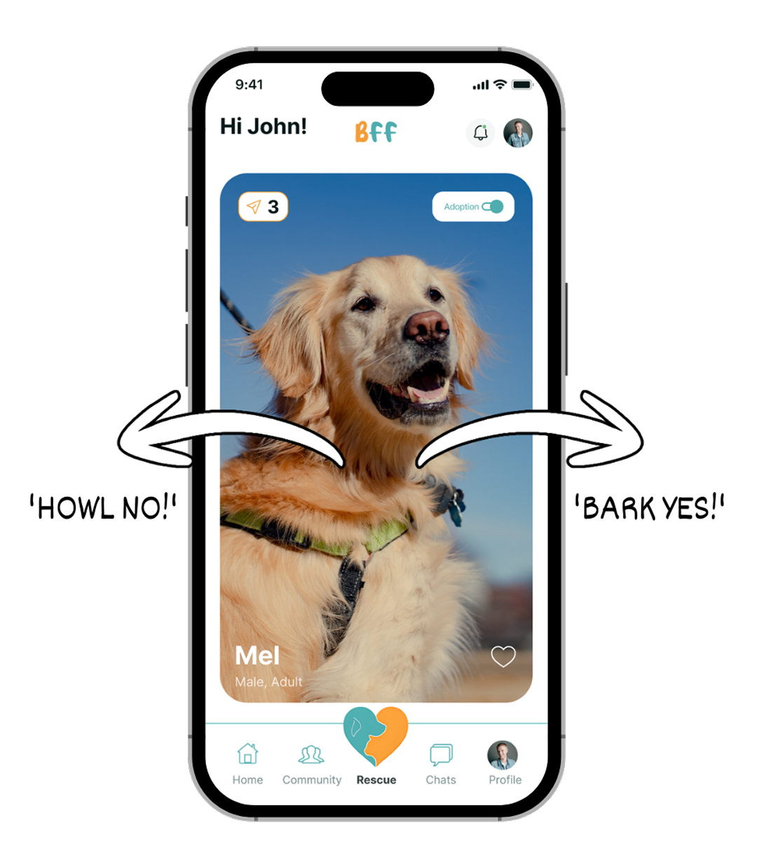 Pet Adoption App Screen - Apply to Adopt Rescue Dogs and Cats UAE